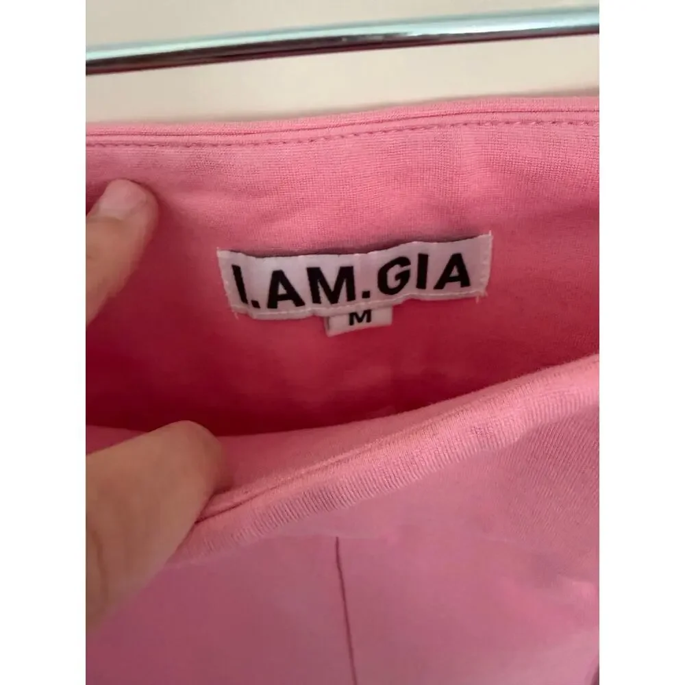 I AM GIA Caroline Lace Up High Rise Pants Pink Medium